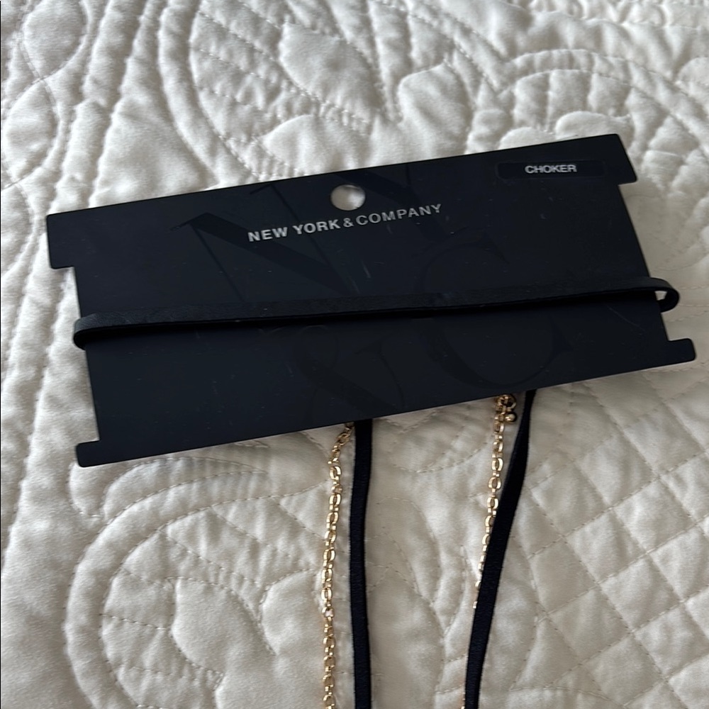New York & Company Black Choker with Gold Chains